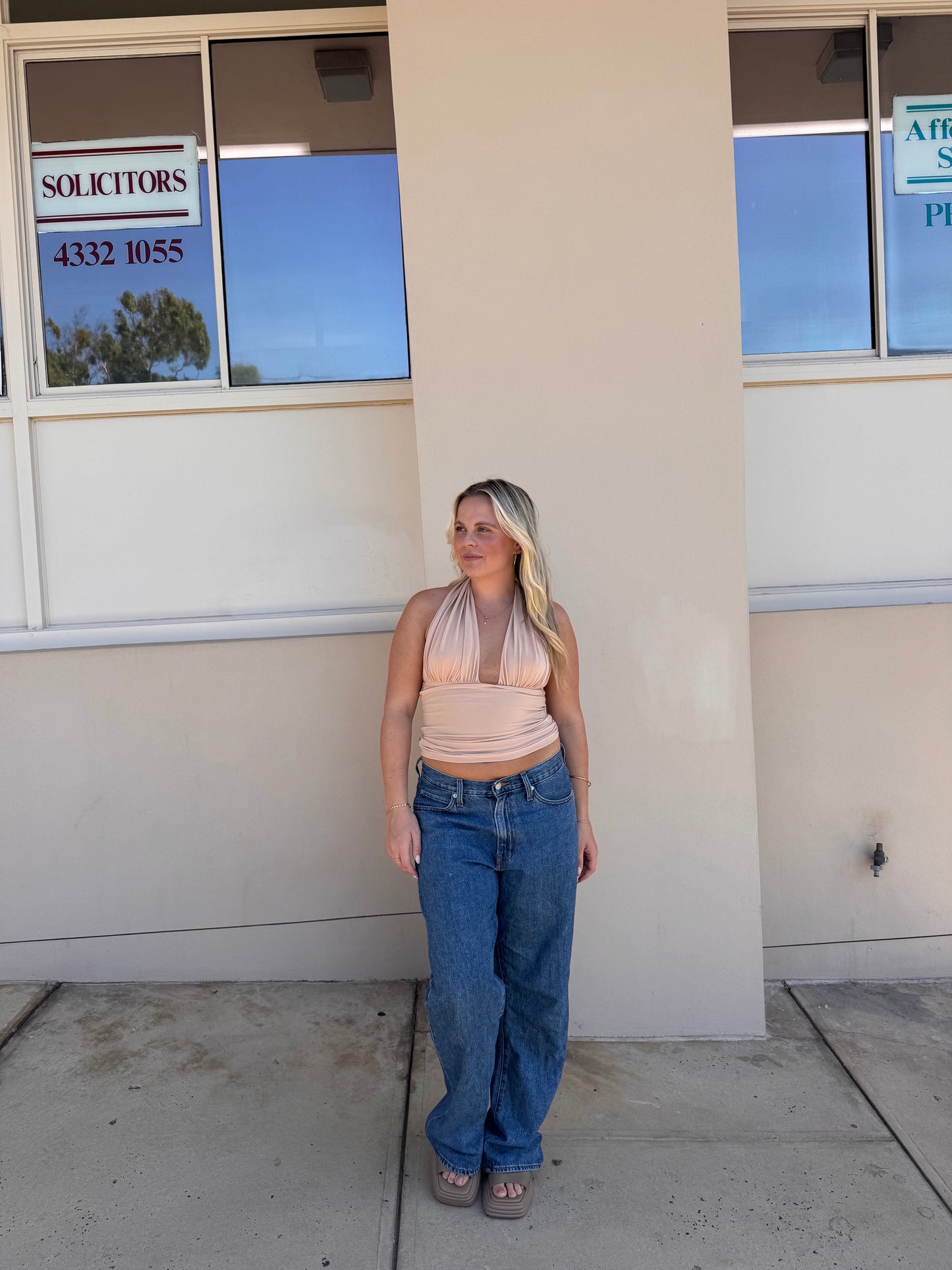 Halter Wrap Top in Nude