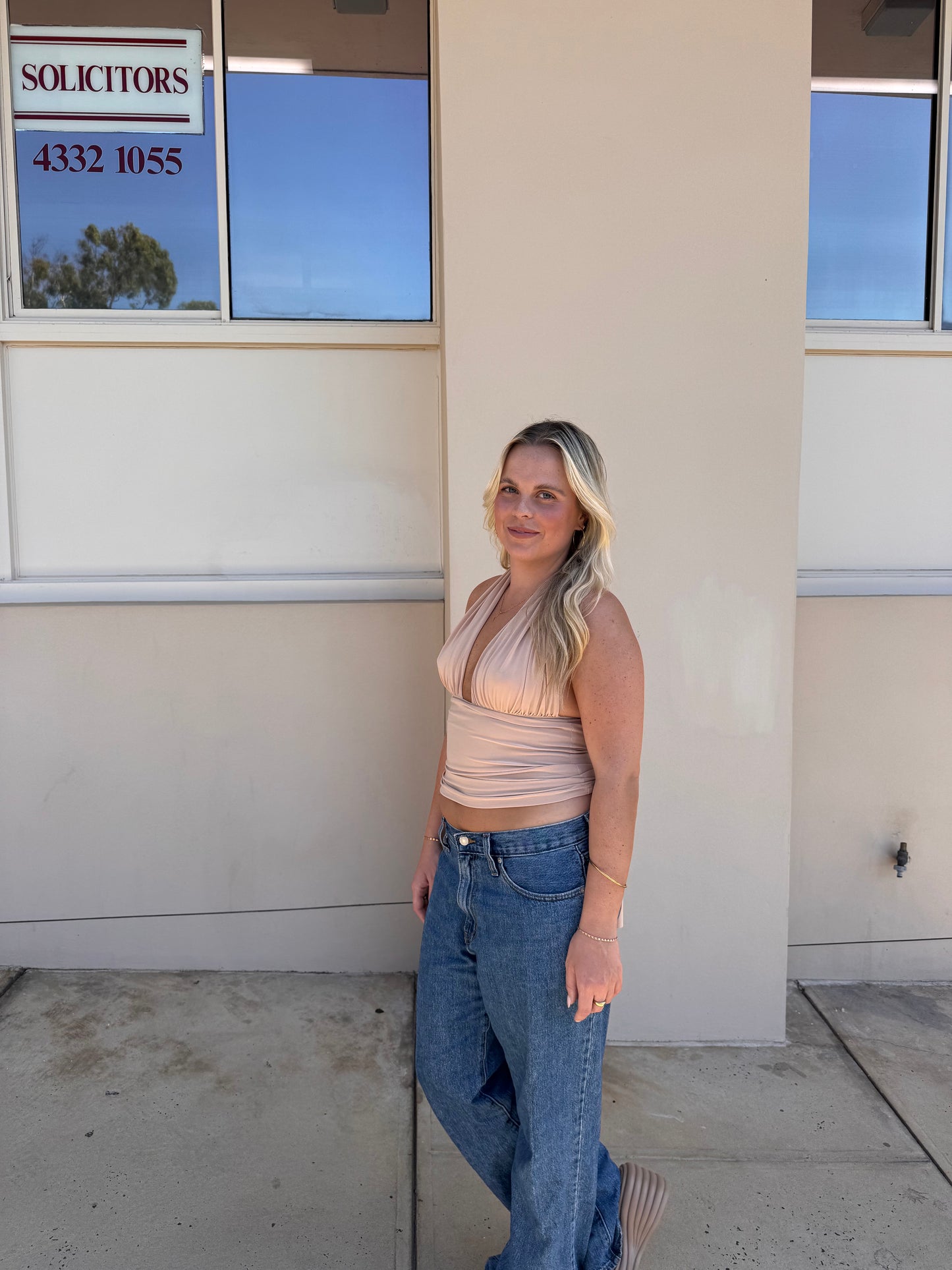 Halter Wrap Top in Nude